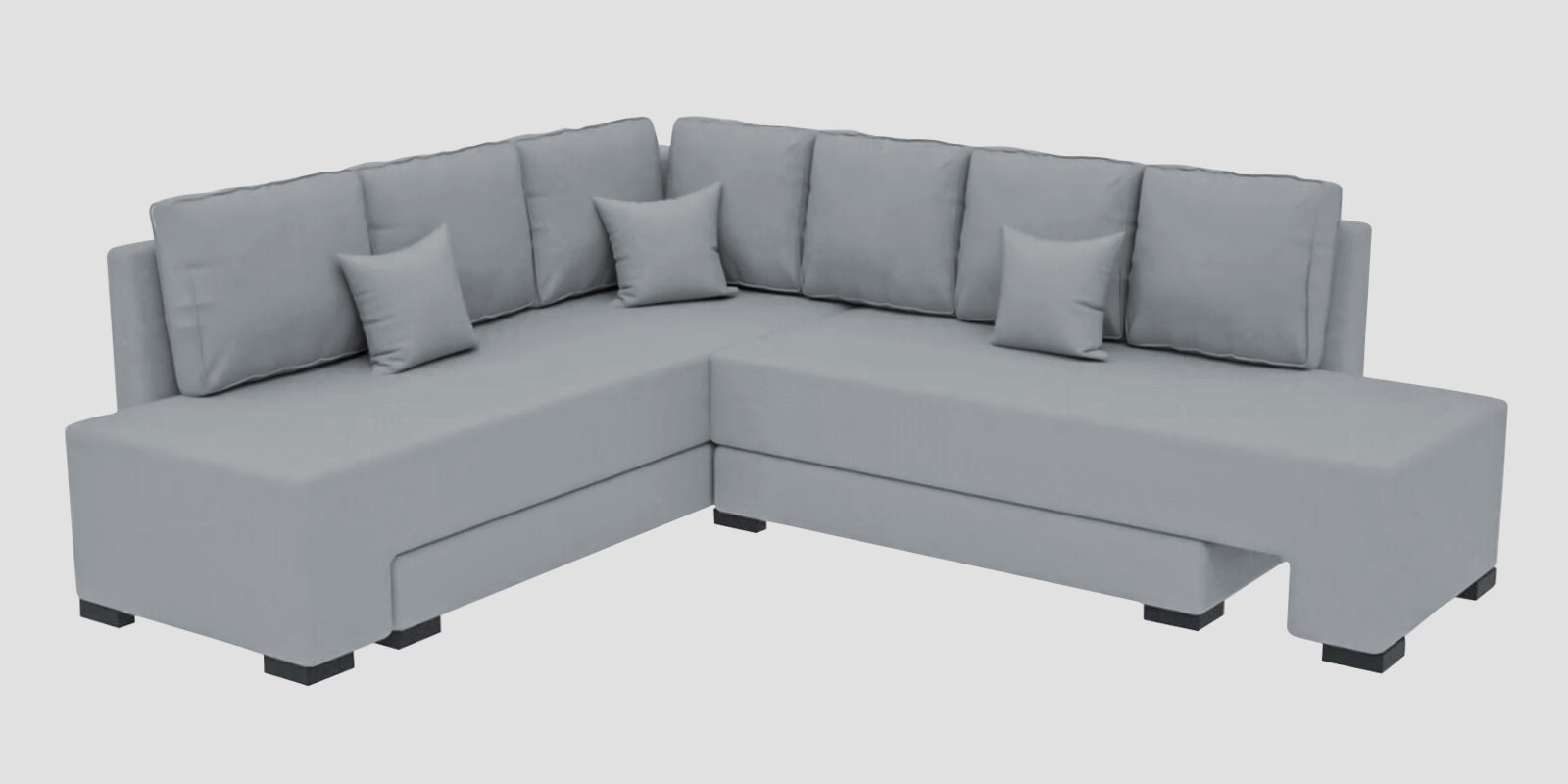 Corby Velvet LHS 6 Seater Convertible Sofa Cum Bed In Concrete Grey Colour - Febonic Living