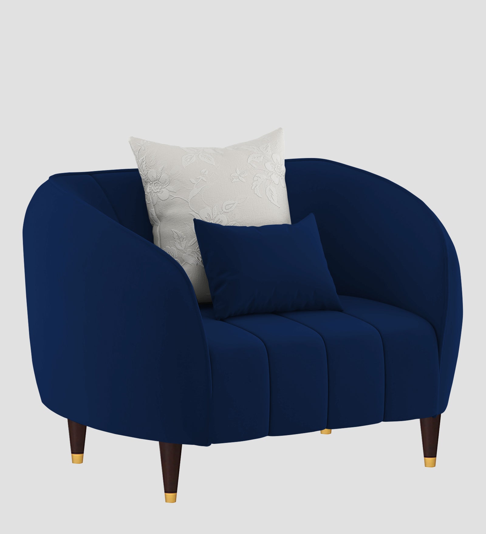 Hairo Velvet 1 Seater Sofa In Imperial Blue Colour - Febonic Living