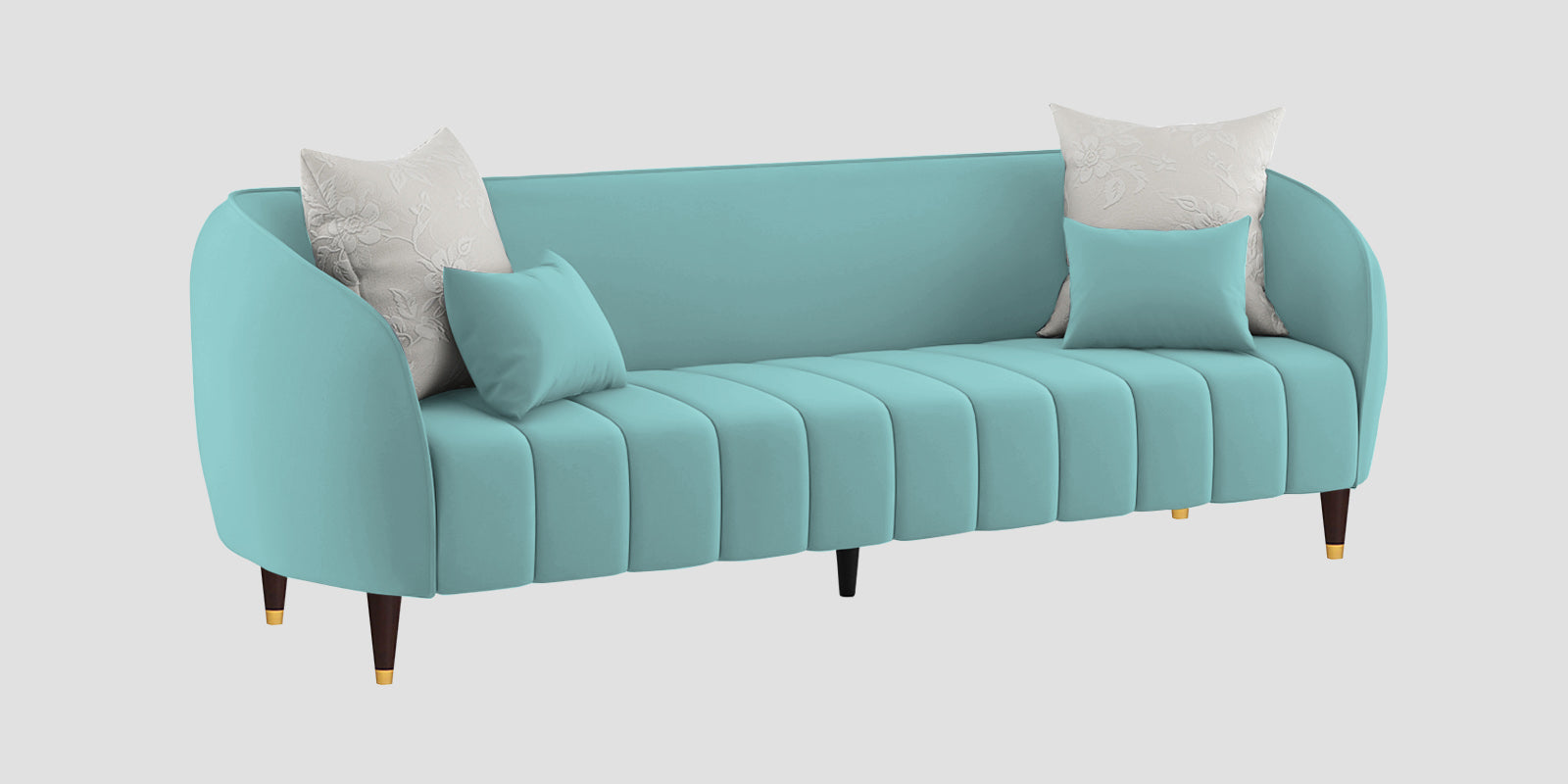 Hairo Velvet 3 Seater Sofa In Barmunda Aqua Colour - Febonic Living