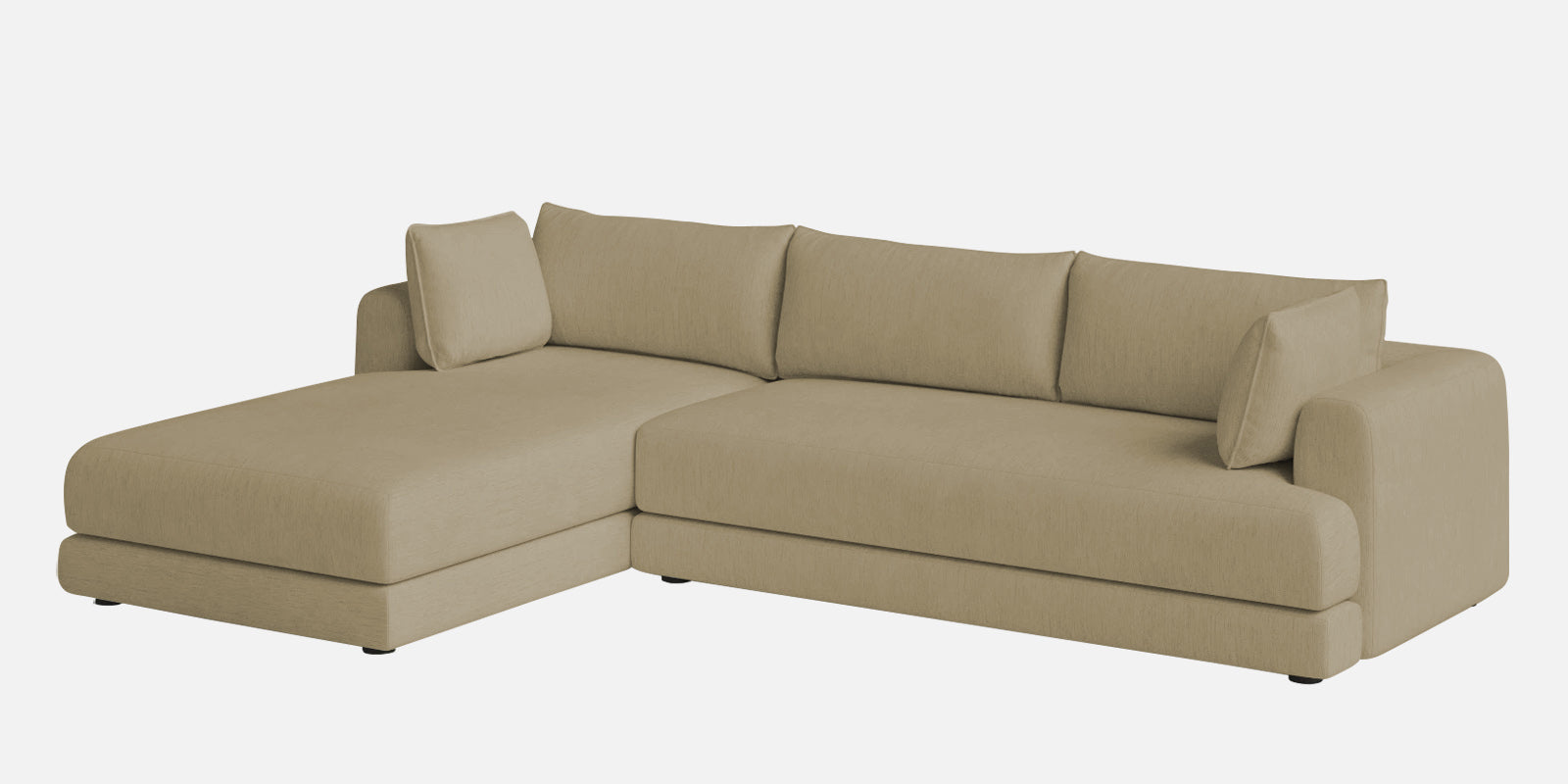 Ziggy Fabric LHS Sectional Sofa (3+Lounger) In Honey Beige Colour - Febonic Living