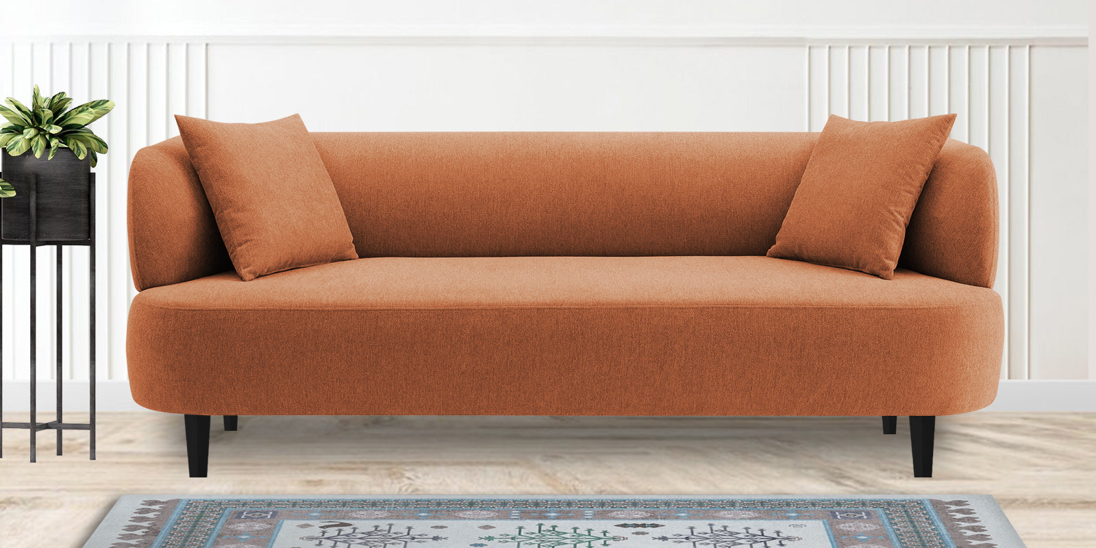 Carson Fabric 3 Seater Sofa In Safforn Orange Colour - Febonic Living