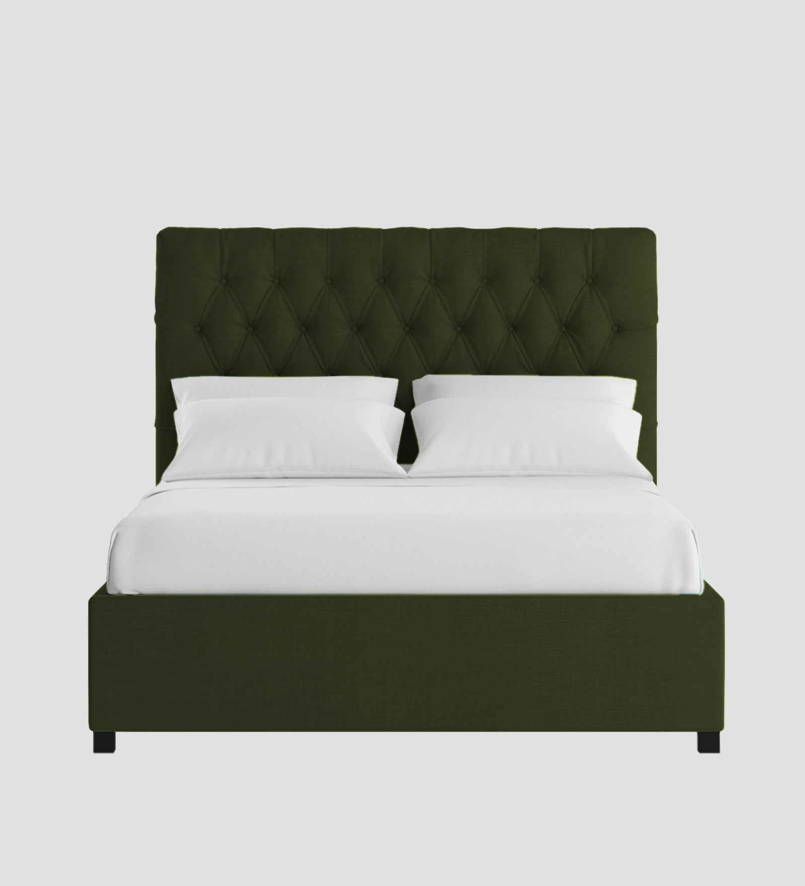 Isko Fabric King Size Bed In Olive Green Colour With Storage Box - Febonic Living