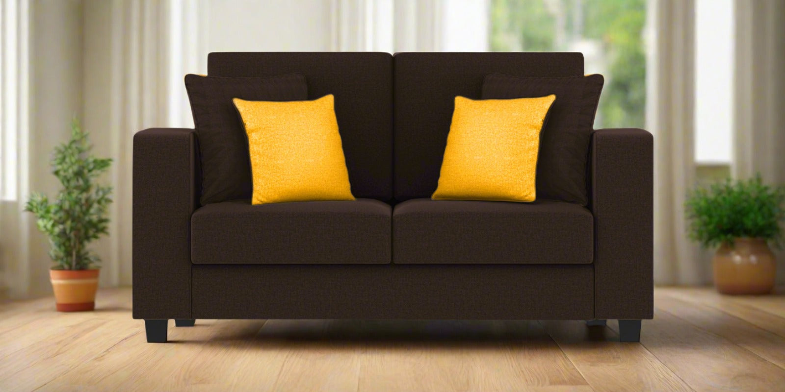 Nabi Fabric 2 Seater Sofa In Coffee Brown Colour - Febonic Living