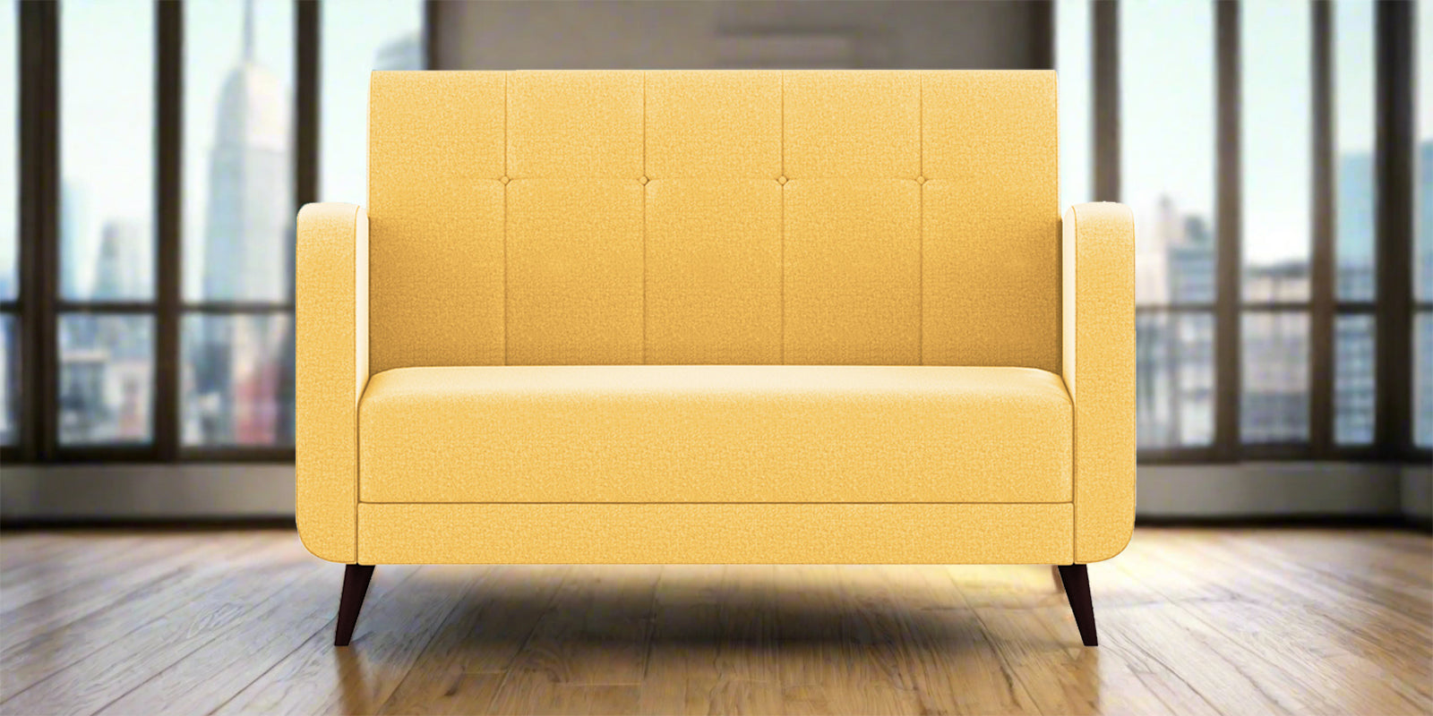 Wiki Velvet 2 Seater Sofa In Turmeric yellow Colour - Febonic Living