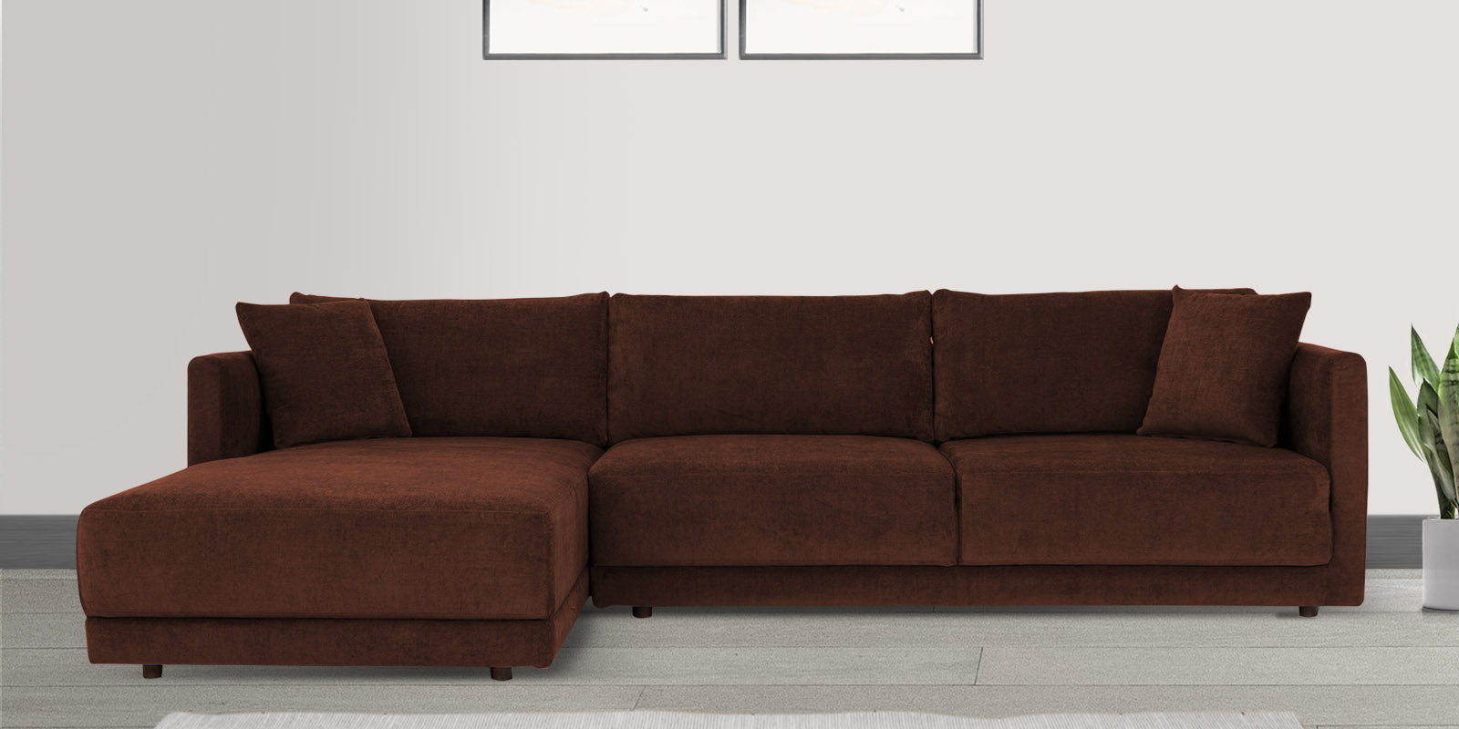 Northern Fabric RHS Sectional Sofa (3+Lounger) In Coffee brown Colour - Febonic Living