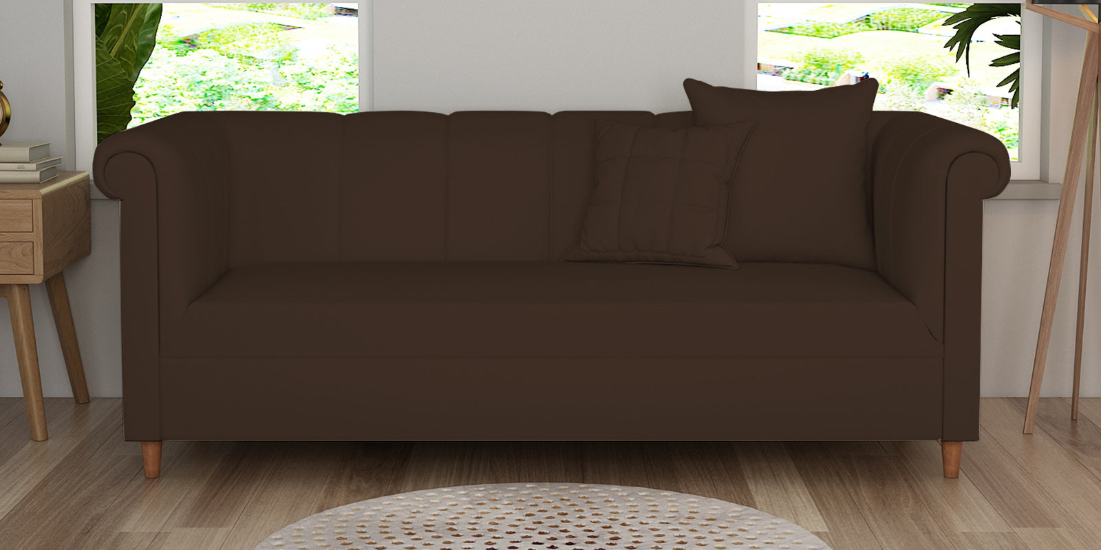 Rubi Velvet 3 Seater Sofa In Chocolate Brown Colour - Febonic Living