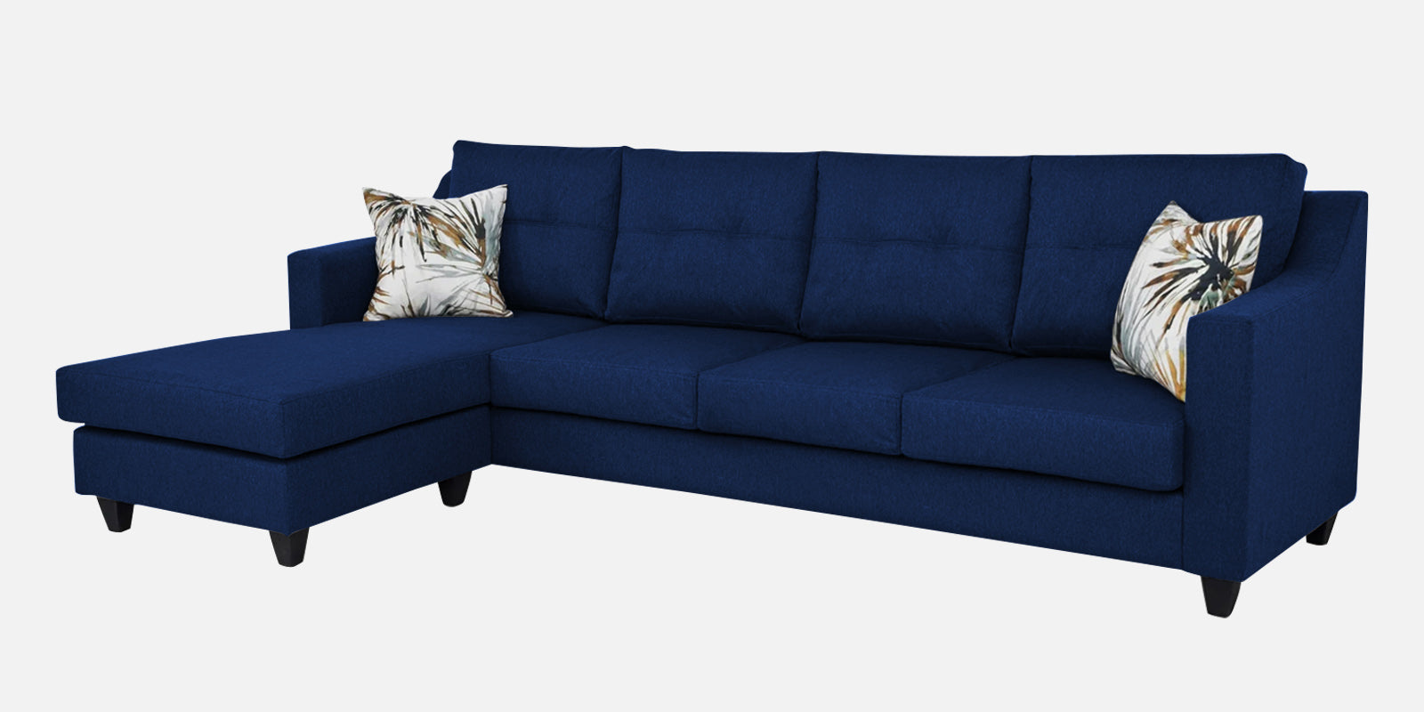 Welly Fabric RHS Sectional Sofa (3+Lounger) In Royal Blue Colour - Febonic Living