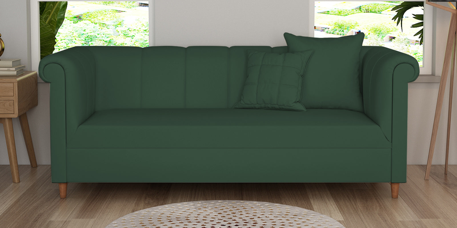 Rubi Velvet 3 Seater Sofa In Amazon Green Colour - Febonic Living