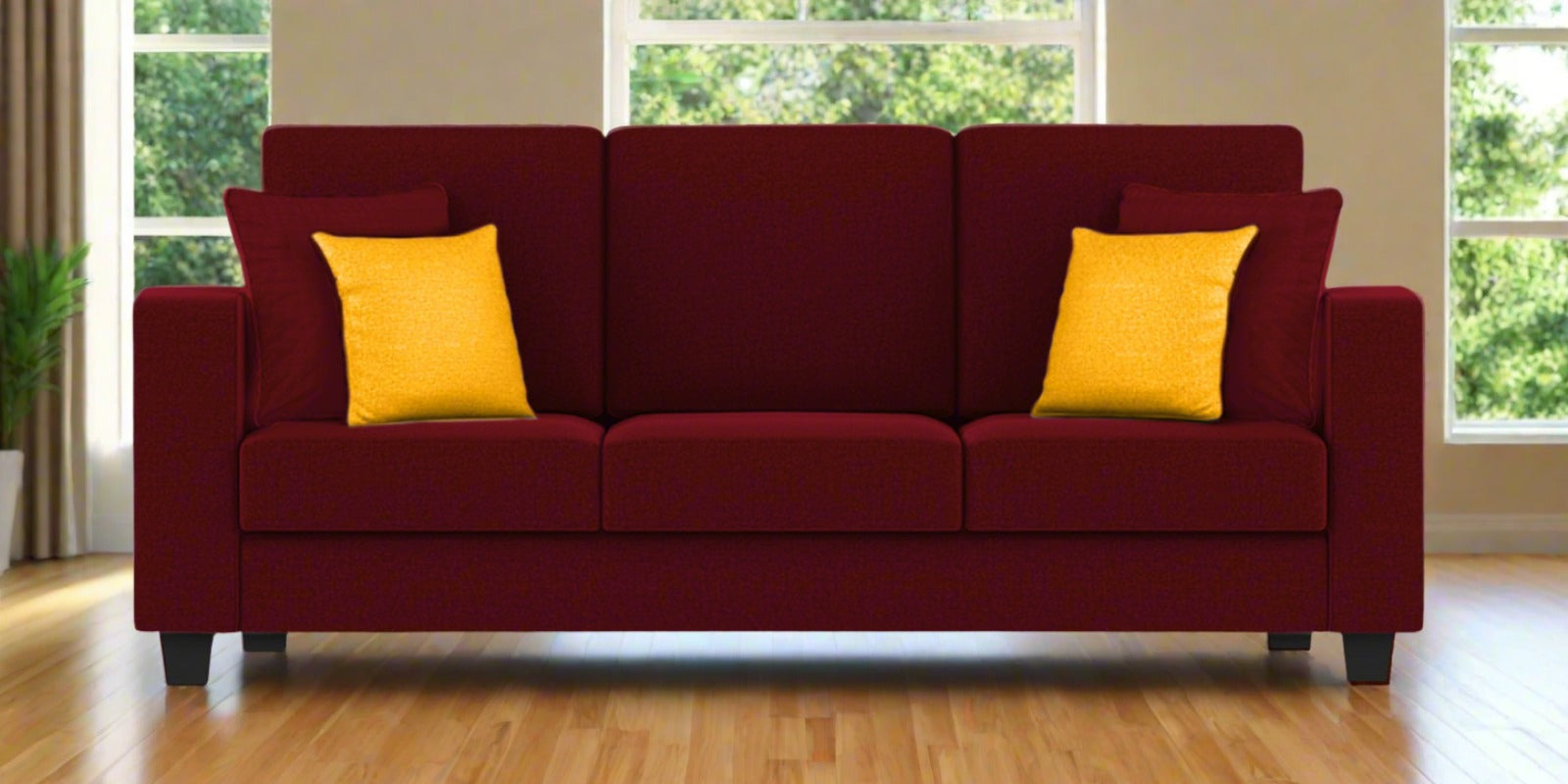 Nabi Fabric 3 Seater Sofa In Ruby Red Colour - Febonic Living