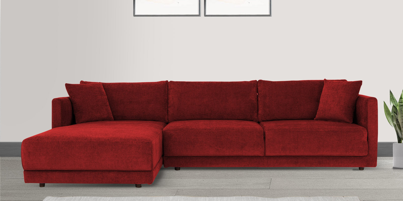 Northern Fabric RHS Sectional Sofa (3+Lounger) In Blood Maroon Colour - Febonic Living