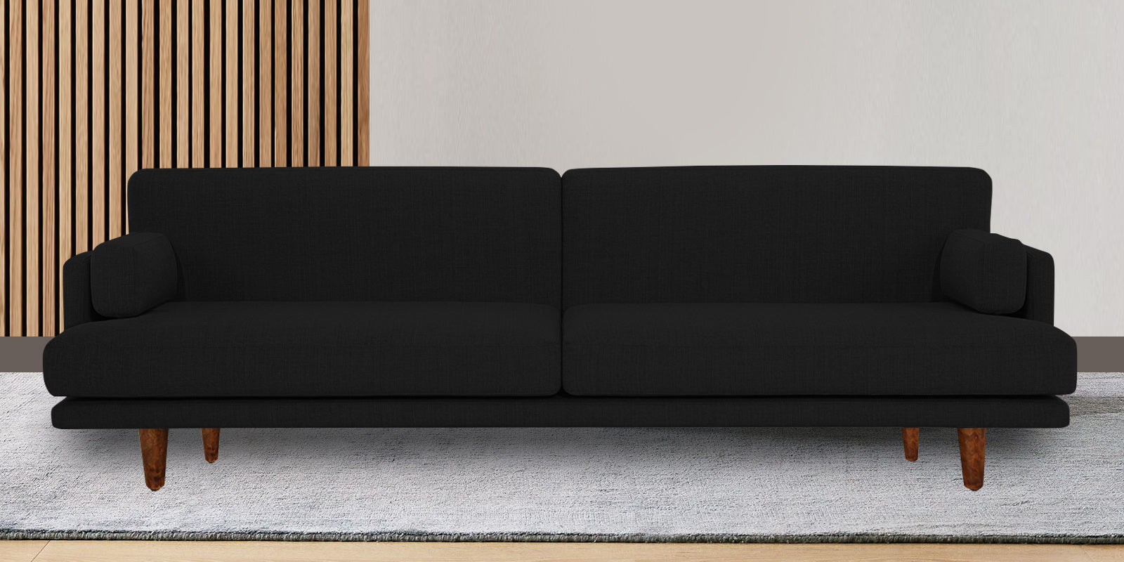 Ricky Fabric 3 Seater Sofa In Zed Black Colour - Febonic Living