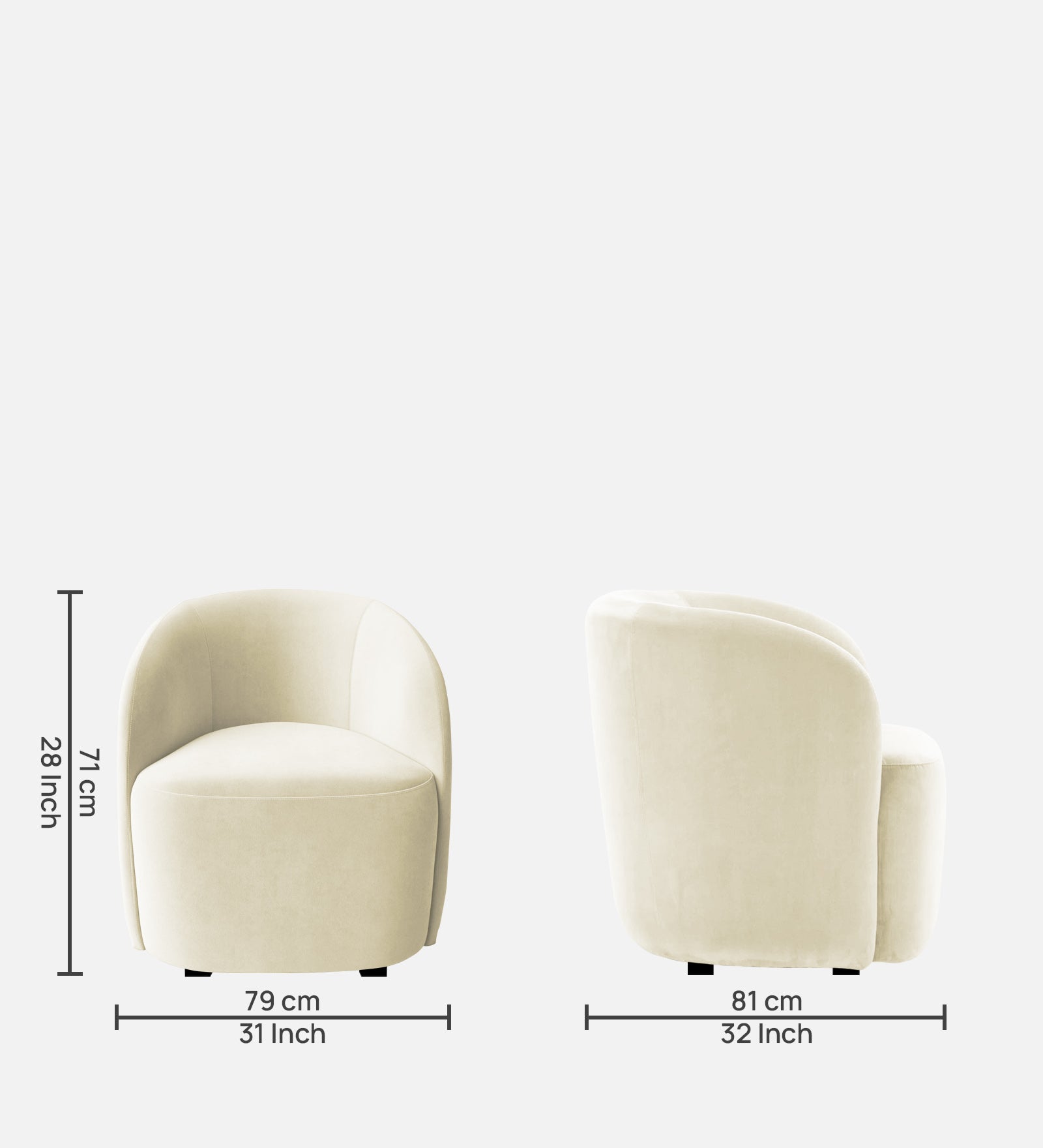 Lucky Velvet Wing Chair In Warm White Colour - Febonic Living