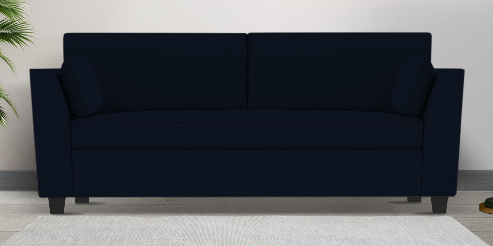 Bristo Velvet 3 Seater Sofa In Dark Blue Colour With Storage - Febonic Living