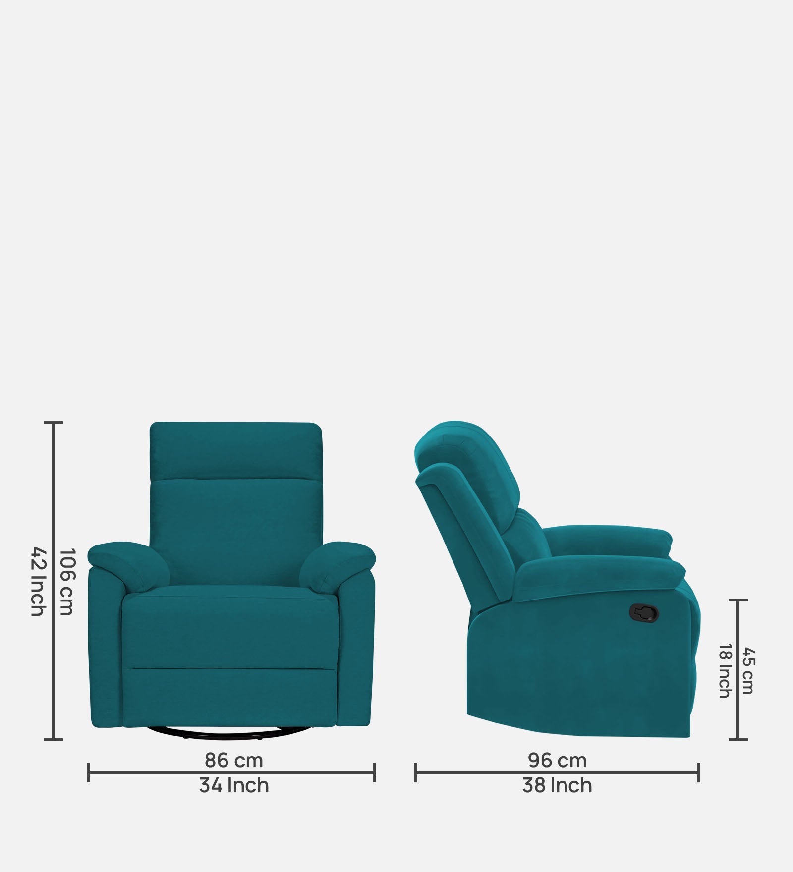 Mandy Fabric 1 Seater Manual Recliner In Pine Green Colour - Febonic Living