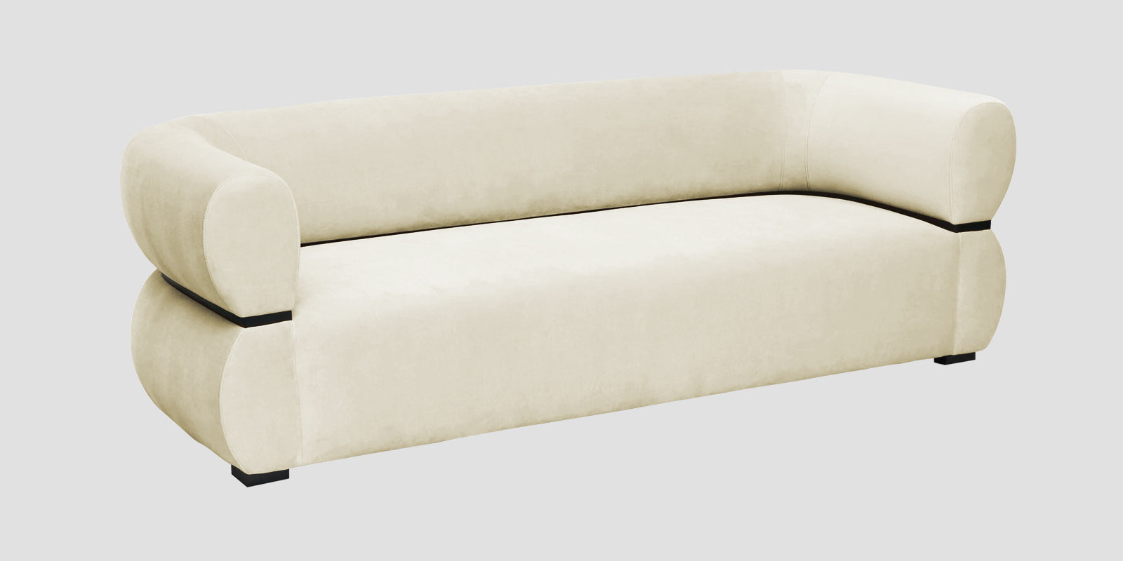 Kula Velvet 3 Seater Sofa In Warm white Colour - Febonic Living