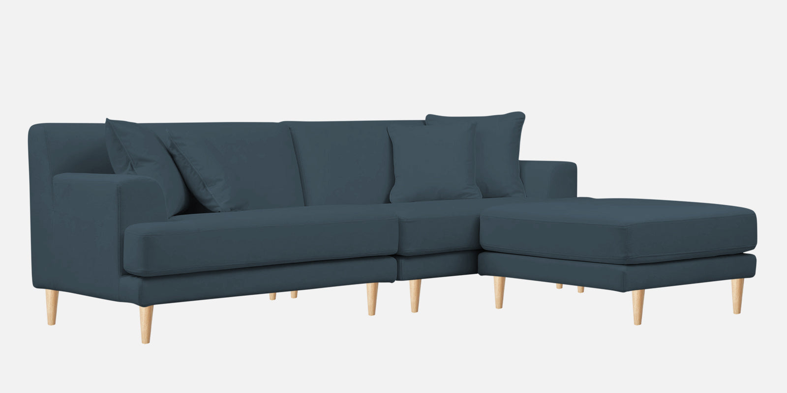 Woody Fabric LHS Sectional Sofa (3+Lounger) In Cobalt Blue Colour - Febonic Living
