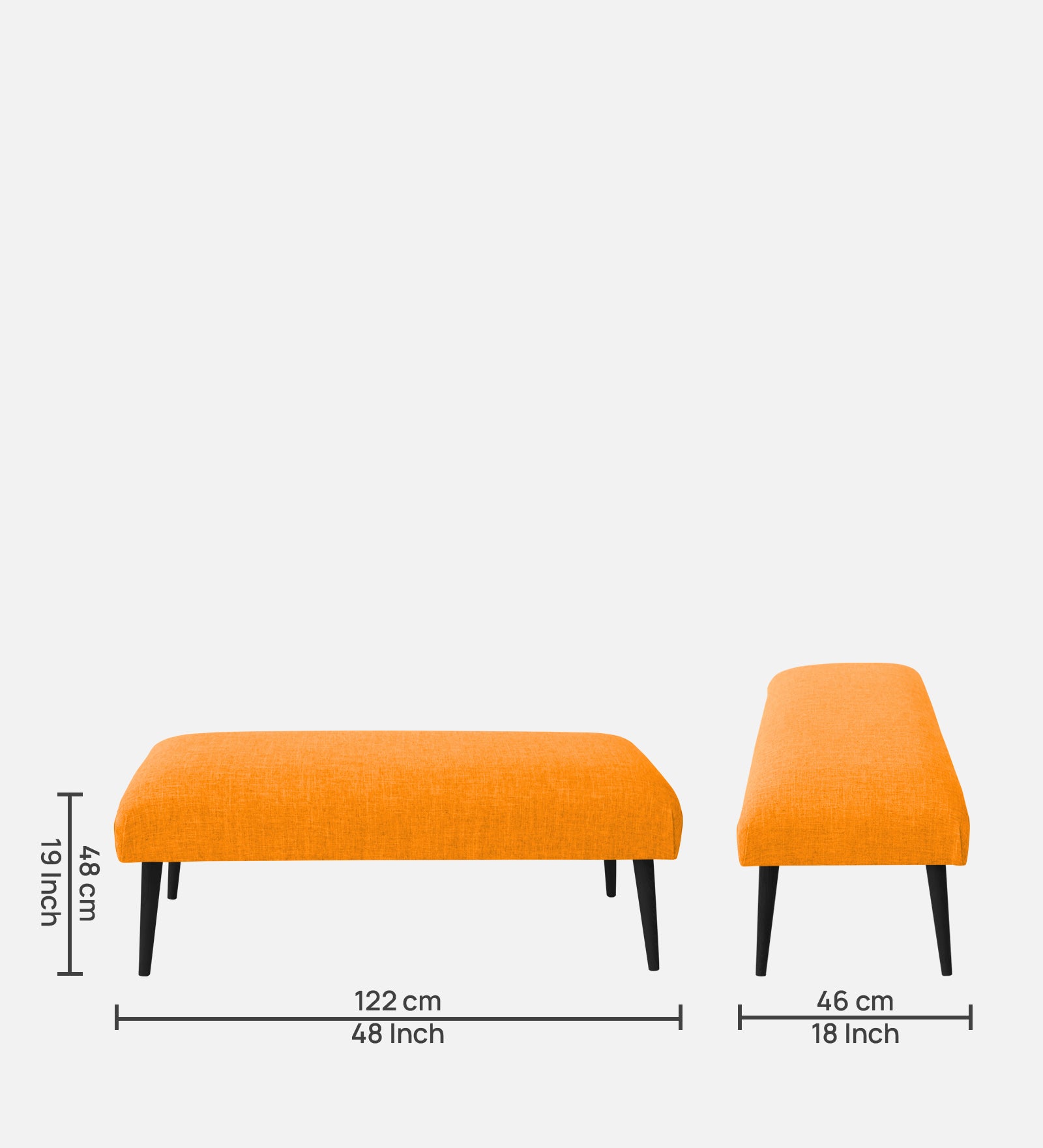 Adon Velvet Bench In Tangerine Orange Colour - Febonic Living