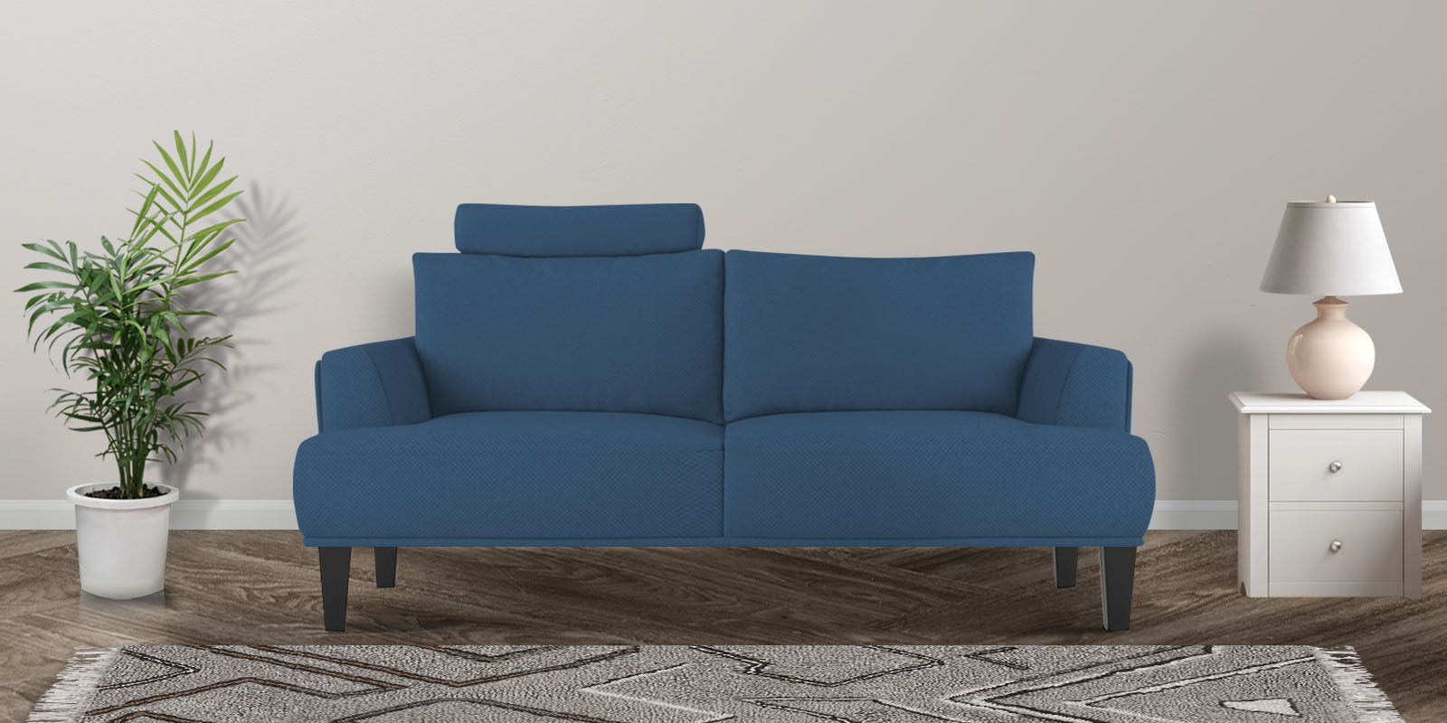 Como Fabric 2 Seater Sofa In Light Blue Colour - Febonic Living