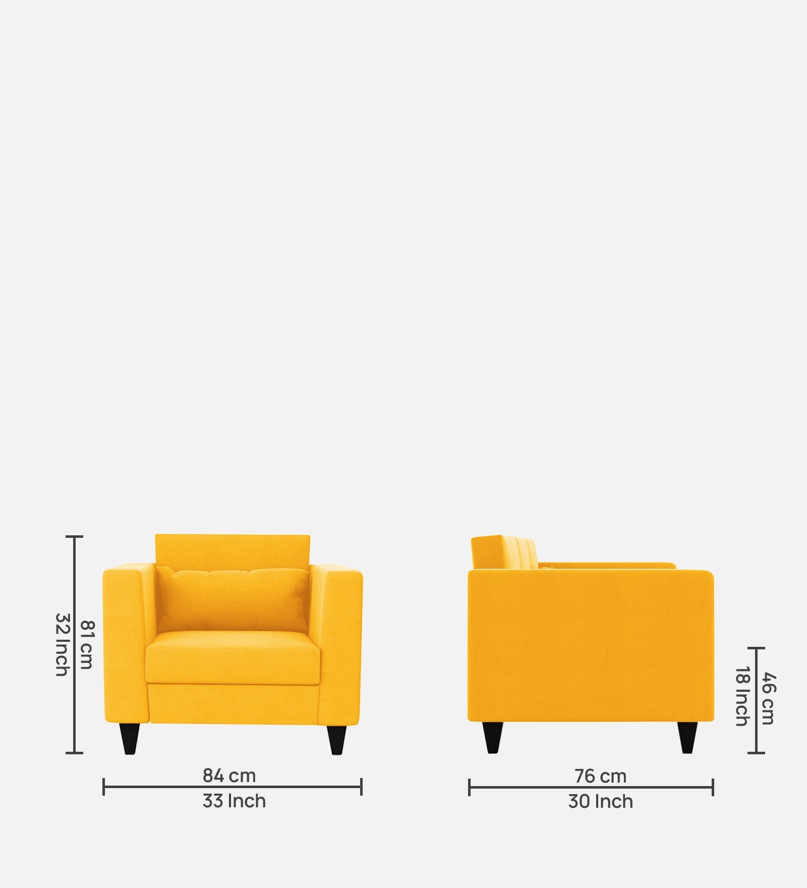 Nipul Fabric 1 Seater Sofa In Bold Yellow Colour