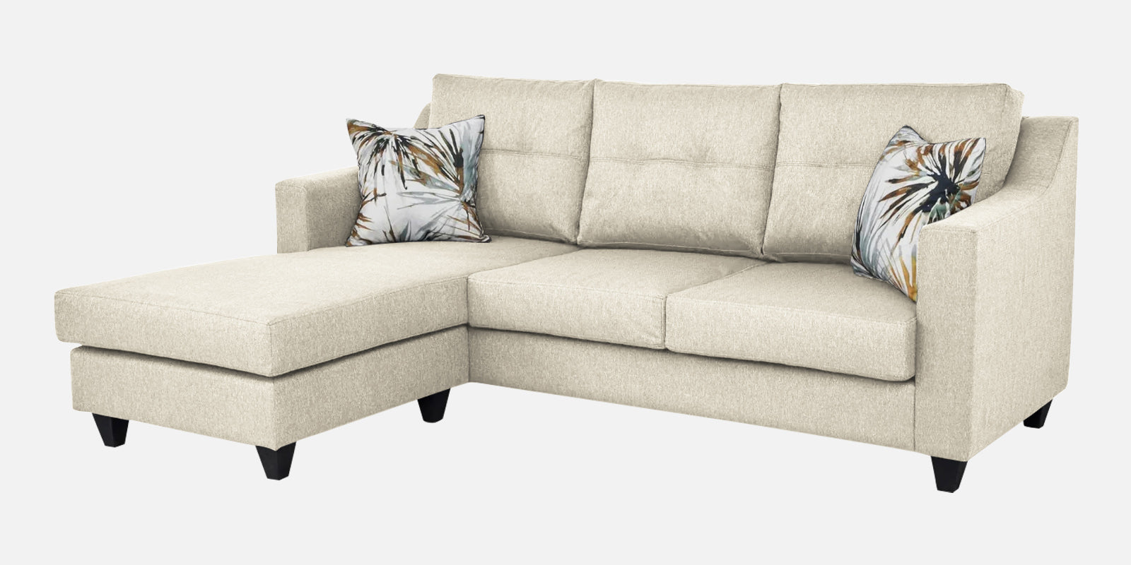 Welly Fabric RHS Sectional Sofa (2+Lounger) In Ivory Cream Colour - Febonic Living
