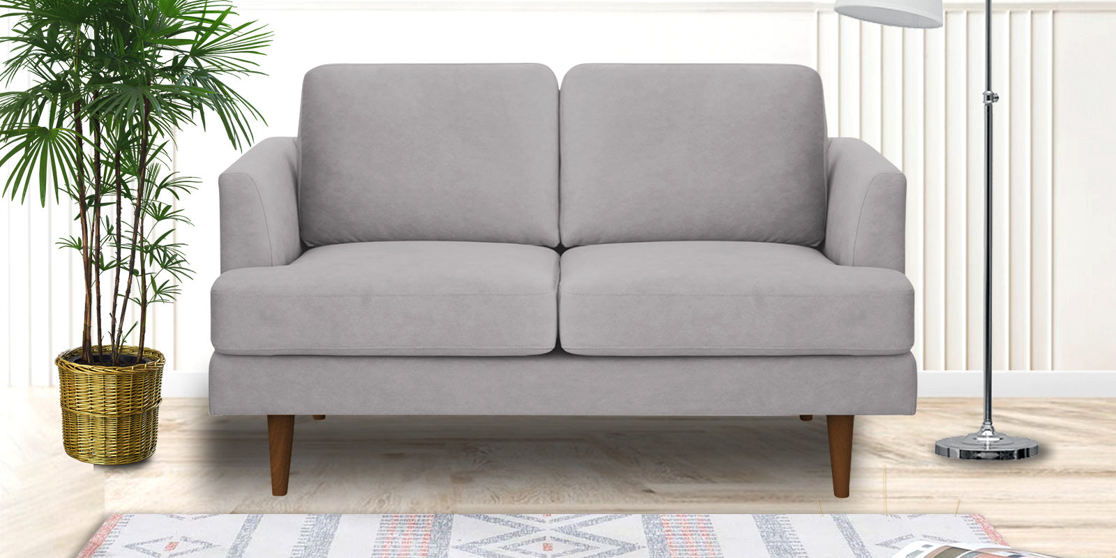 Motra Velvet 2 Seater Sofa In Concrete grey Colour - Febonic Living
