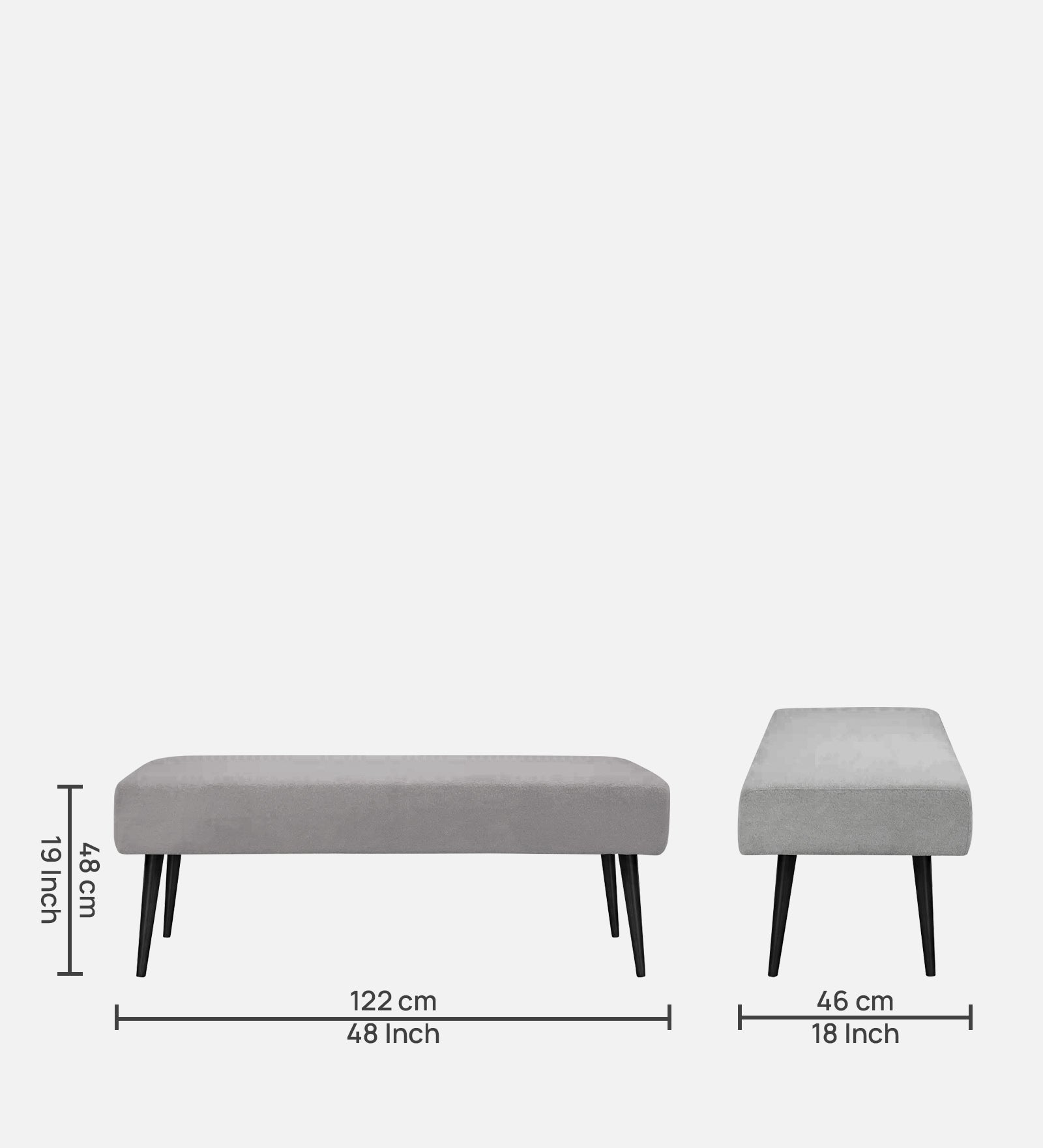 Orbit Fabric Bench In Lit Grey Colour - Febonic Living
