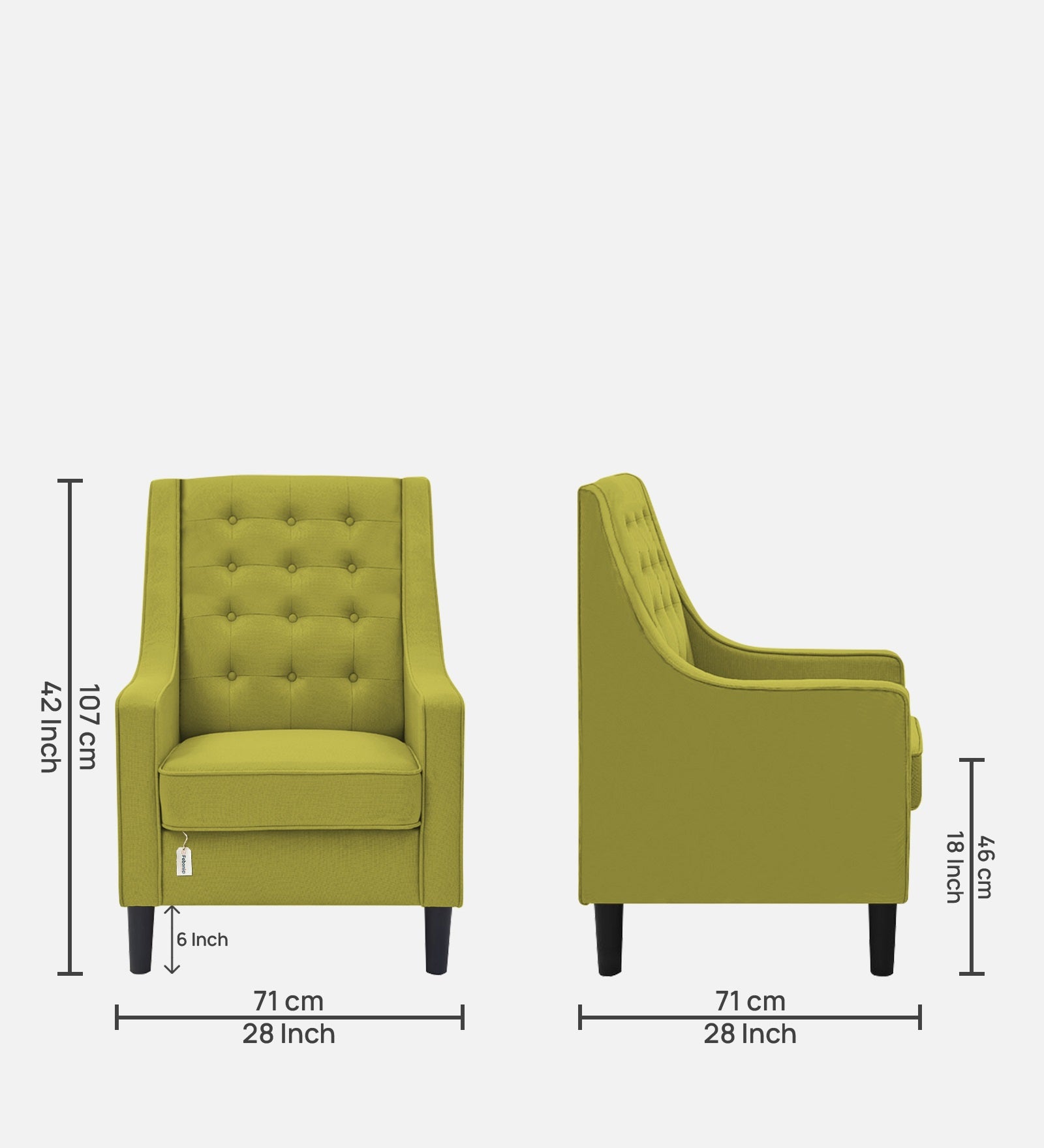 Sona Fabric Barrel Chair + Ottoman in Parrot Green Colour