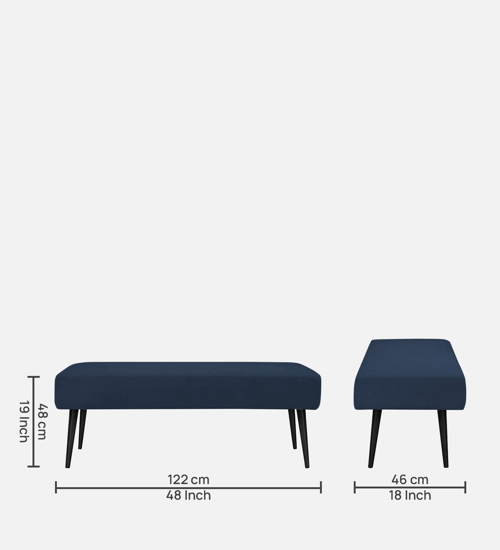 Orbit Fabric Bench In Denim Blue Colour - Febonic Living