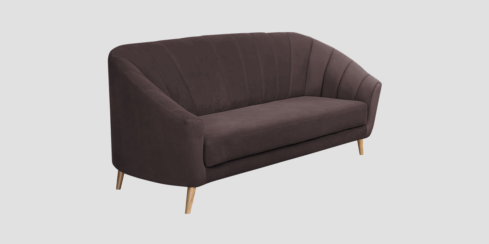 Kaylee Velvet 3 Seater Sofa In Mocha Brown Colour - Febonic Living