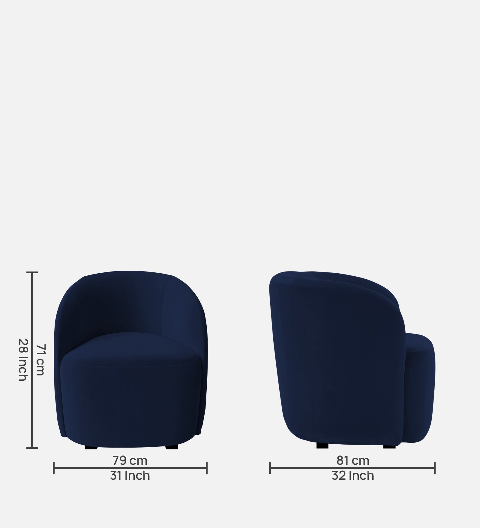 Lucky Velvet Wing Chair In Indigo Blue Colour - Febonic Living