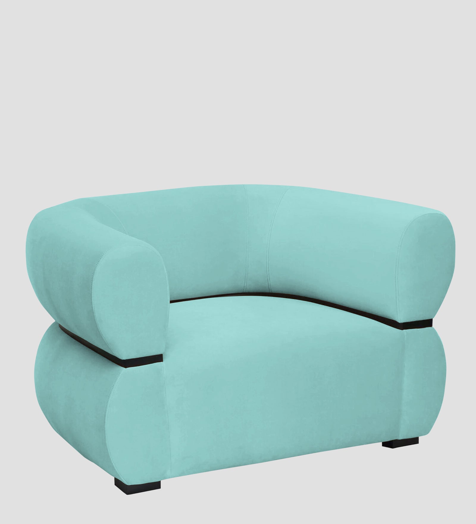 Kula Velvet 1 Seater Sofa In Barmunda Aqua Colour - Febonic Living