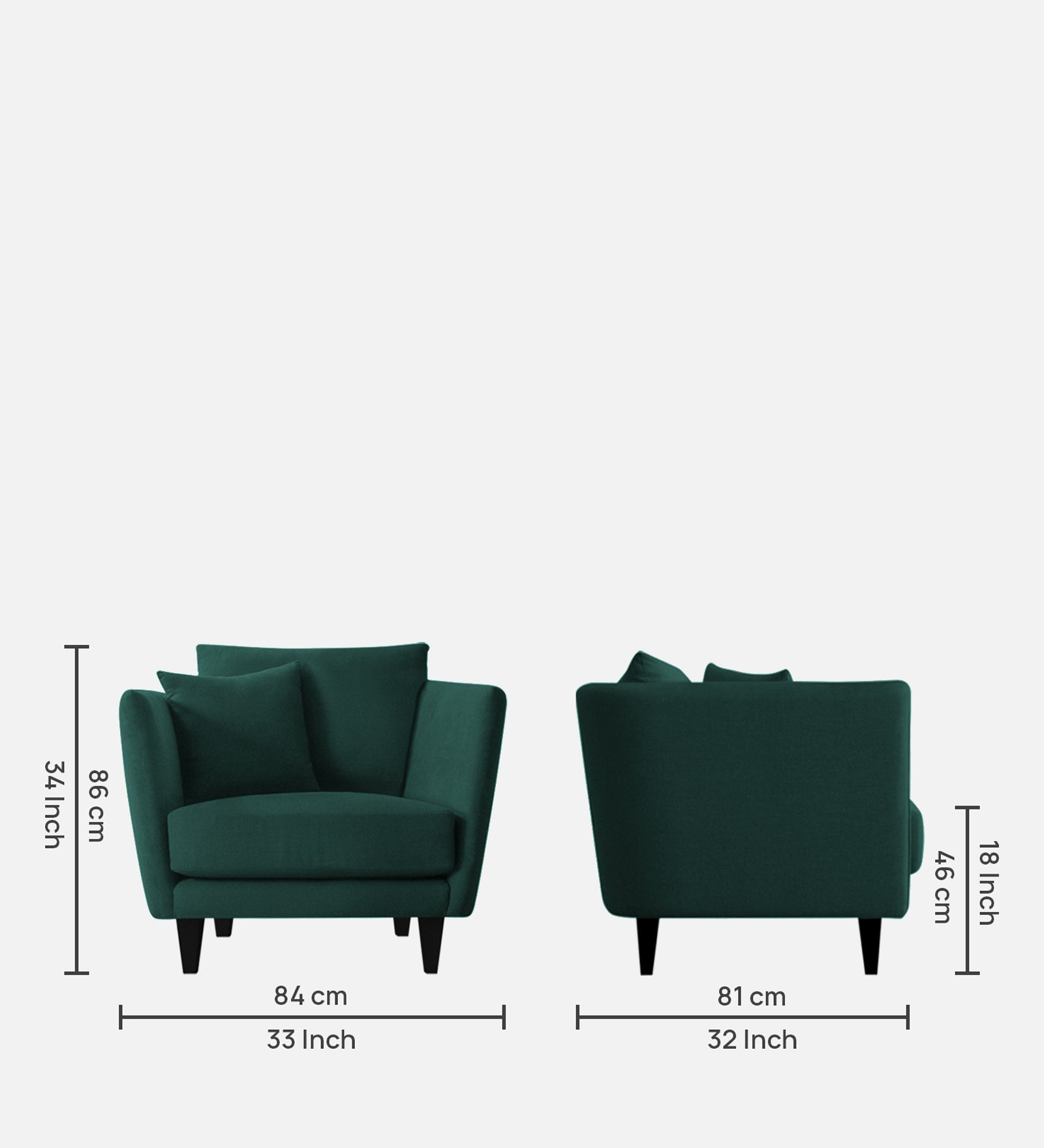 Norway Velvet 1 Seater Sofa In Forest Green Colour - Febonic Living