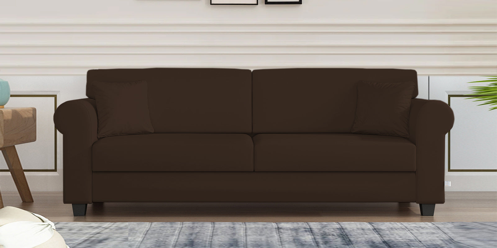 Numonk Velvet 3 Seater Sofa In Chocolate Brown Colour - Febonic Living