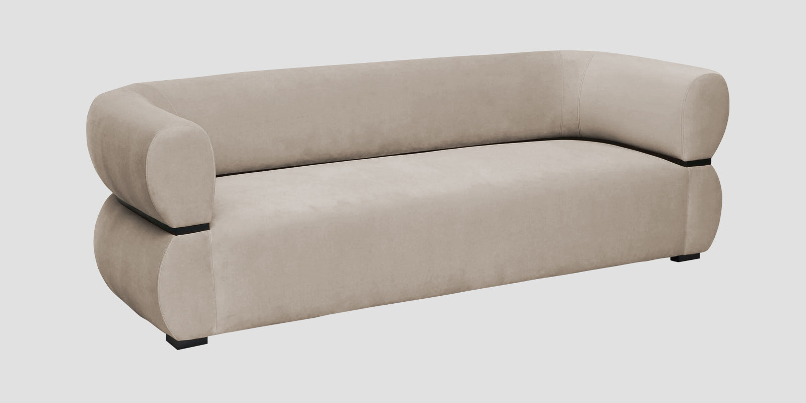 Kula Velvet 3 Seater Sofa In Cream Beige Colour - Febonic Living