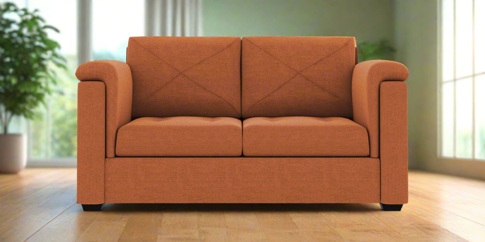 Andres Fabric 2 Seater Sofa In Safforn Orange Colour - Febonic Living