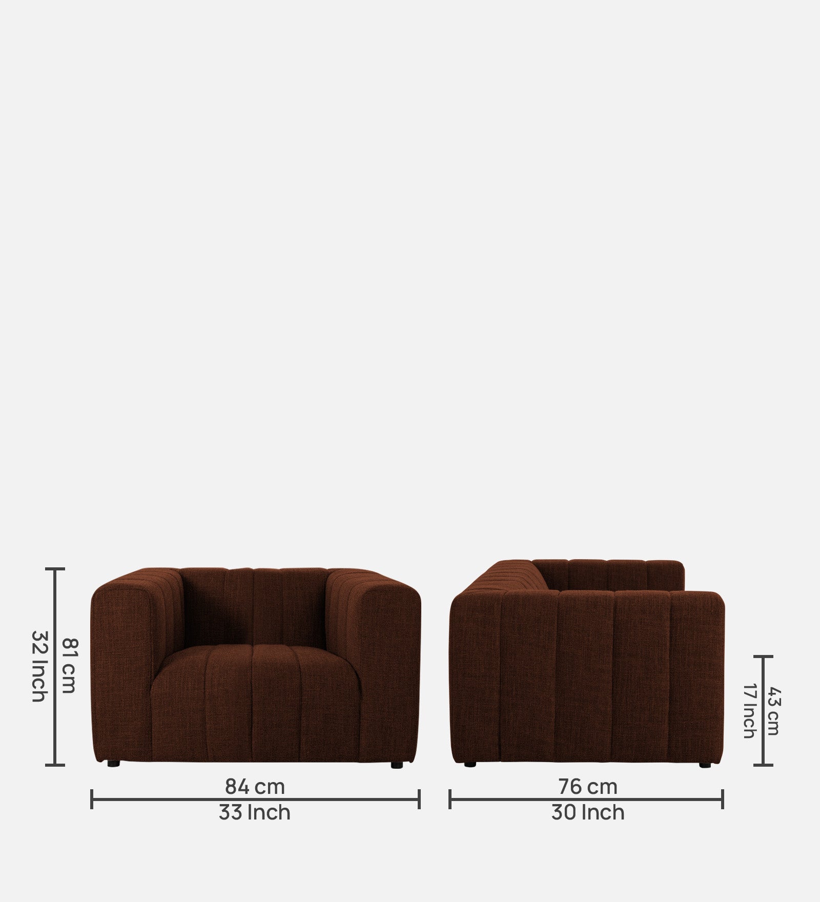 Lara Fabric 1 Seater Sofa In Coffee Brown Colour - Febonic Living