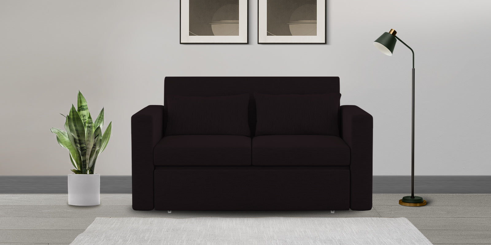 River Fabric 2 Seater Pull Out Sofa Cum Bed In Cara Brown Colour - Febonic Living