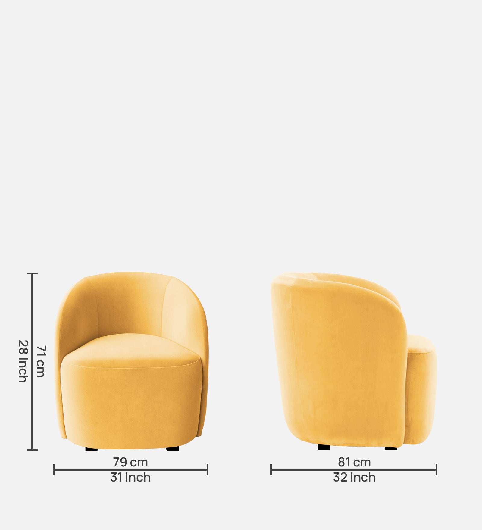 Lucky Velvet Wing Chair In Turmeric Yellow Colour - Febonic Living