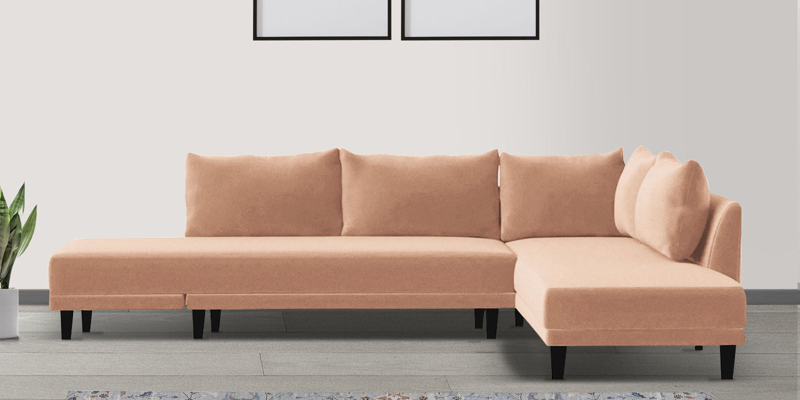 Ira Fabric LHS 6 Seater Convertible Sofa Cum Bed In Cosmic Beige Colour - Febonic Living