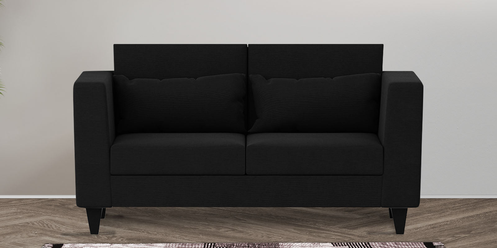 Nipul Fabric 2 Seater Sofa In Zed Black Colour - Febonic Living