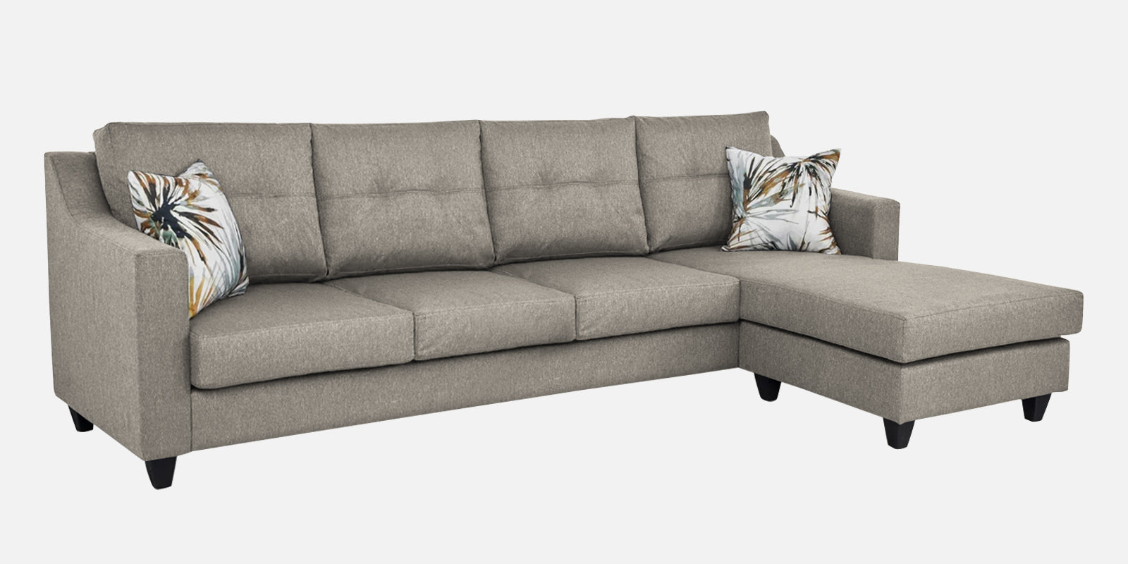 Welly Fabric LHS Sectional Sofa (3+Lounger) In Ash Grey Colour - Febonic Living