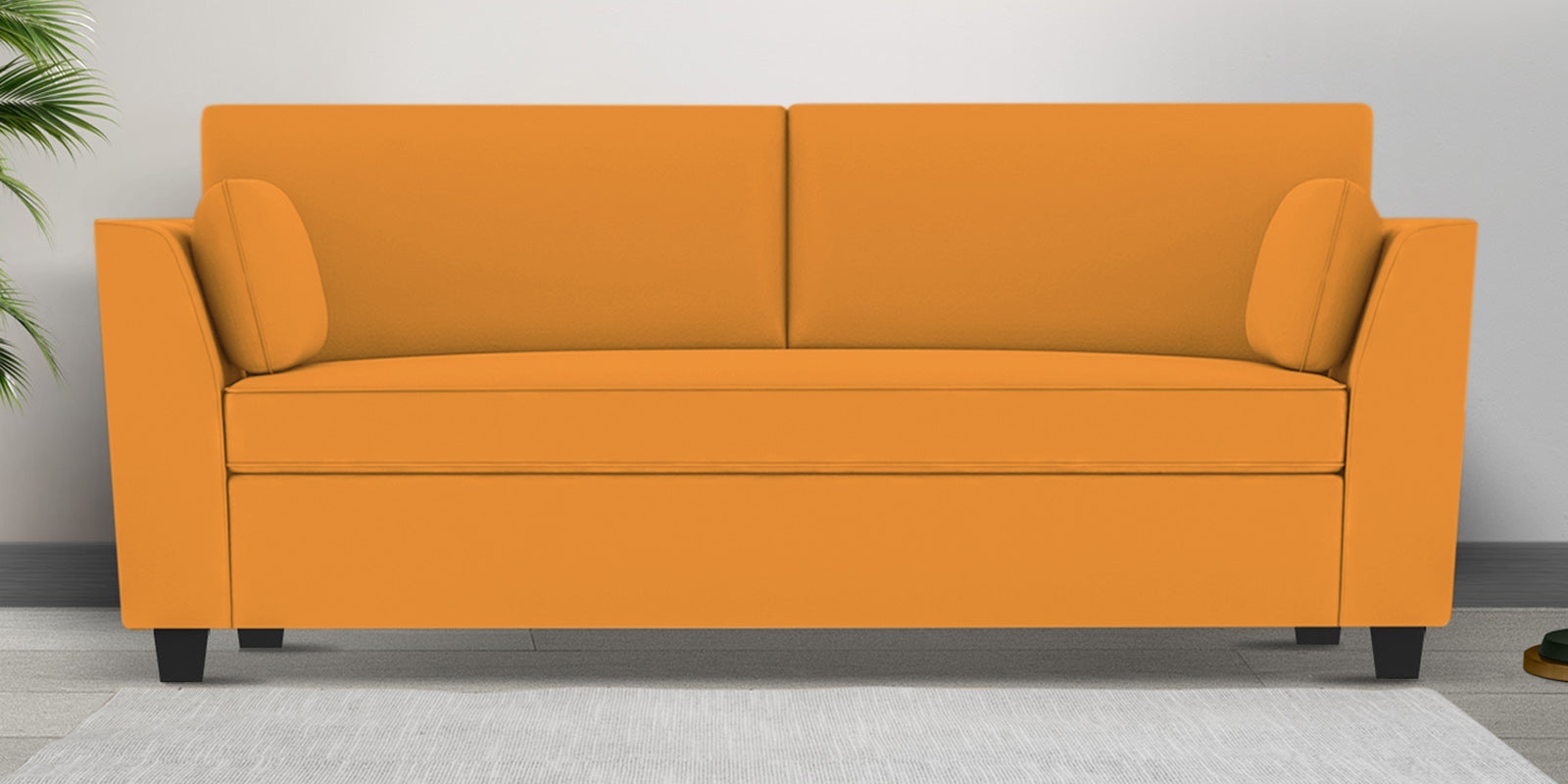 Bristo Velvet 3 Seater Sofa In Tangerine orange Colour With Storage - Febonic Living