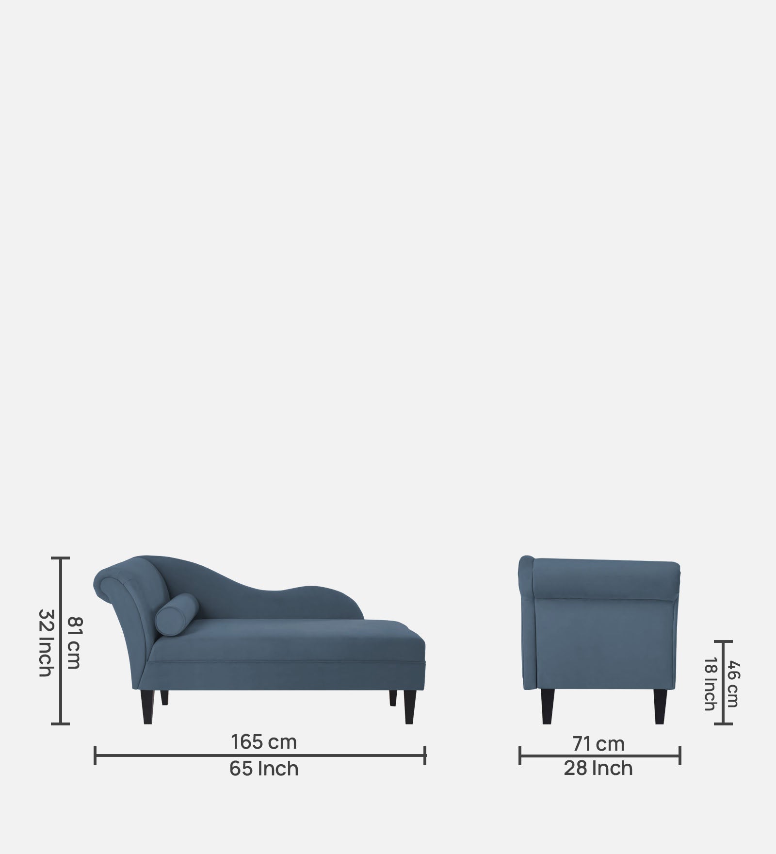 Rana Velvet RHS Chaise Lounger In Oxford Blue Colour - Febonic Living