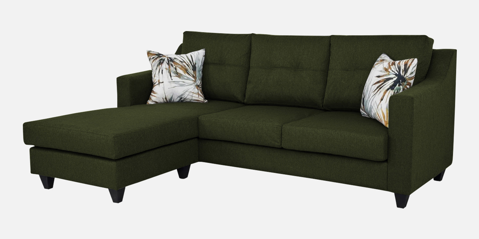 Welly Fabric RHS Sectional Sofa (2+Lounger) In Olive Green Colour - Febonic Living
