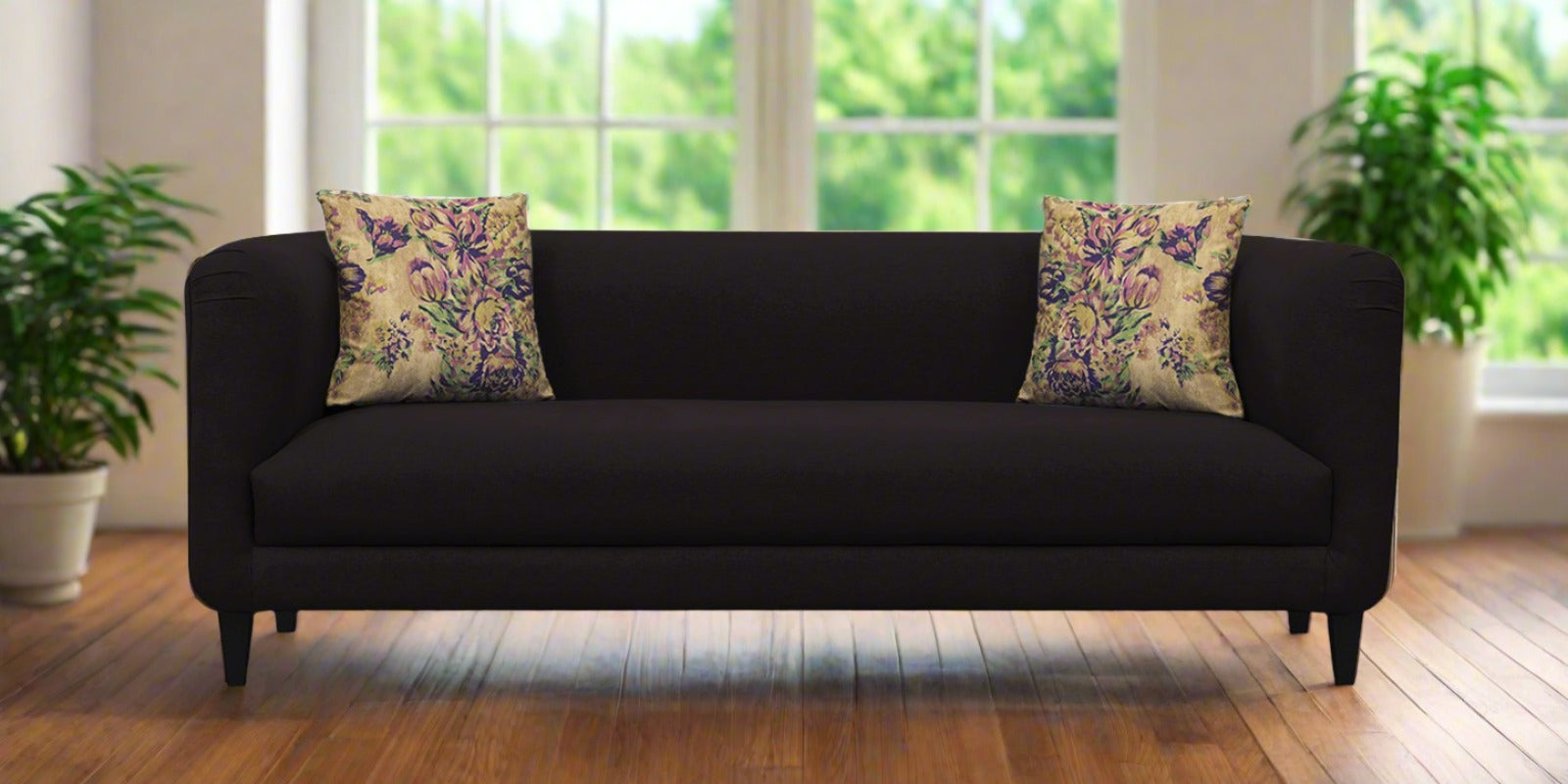 Niki Fabric 3 Seater Sofa In Cara Brown Colour - Febonic Living