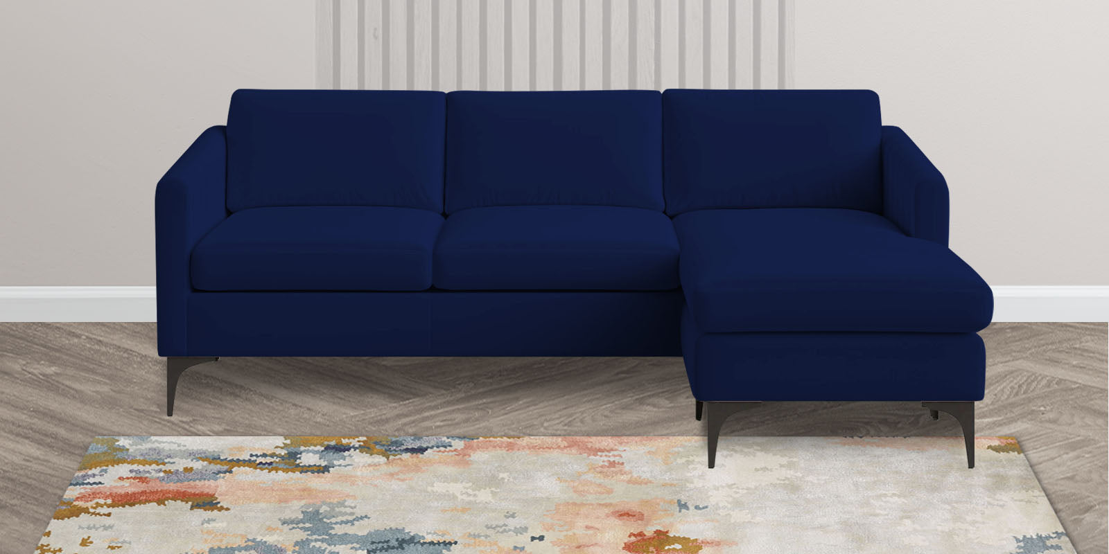 Haru Fabric LHS Sectional Sofa (2+Lounger) In Imperial Blue Colour - Febonic Living
