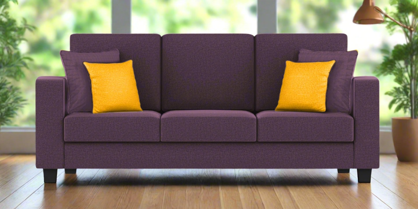 Nabi Fabric 3 Seater Sofa In Greek Purple Colour - Febonic Living