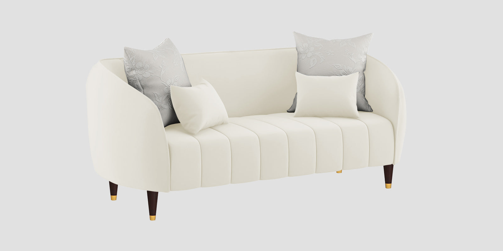 Hairo Velvet 2 Seater Sofa In Warm White Colour - Febonic Living