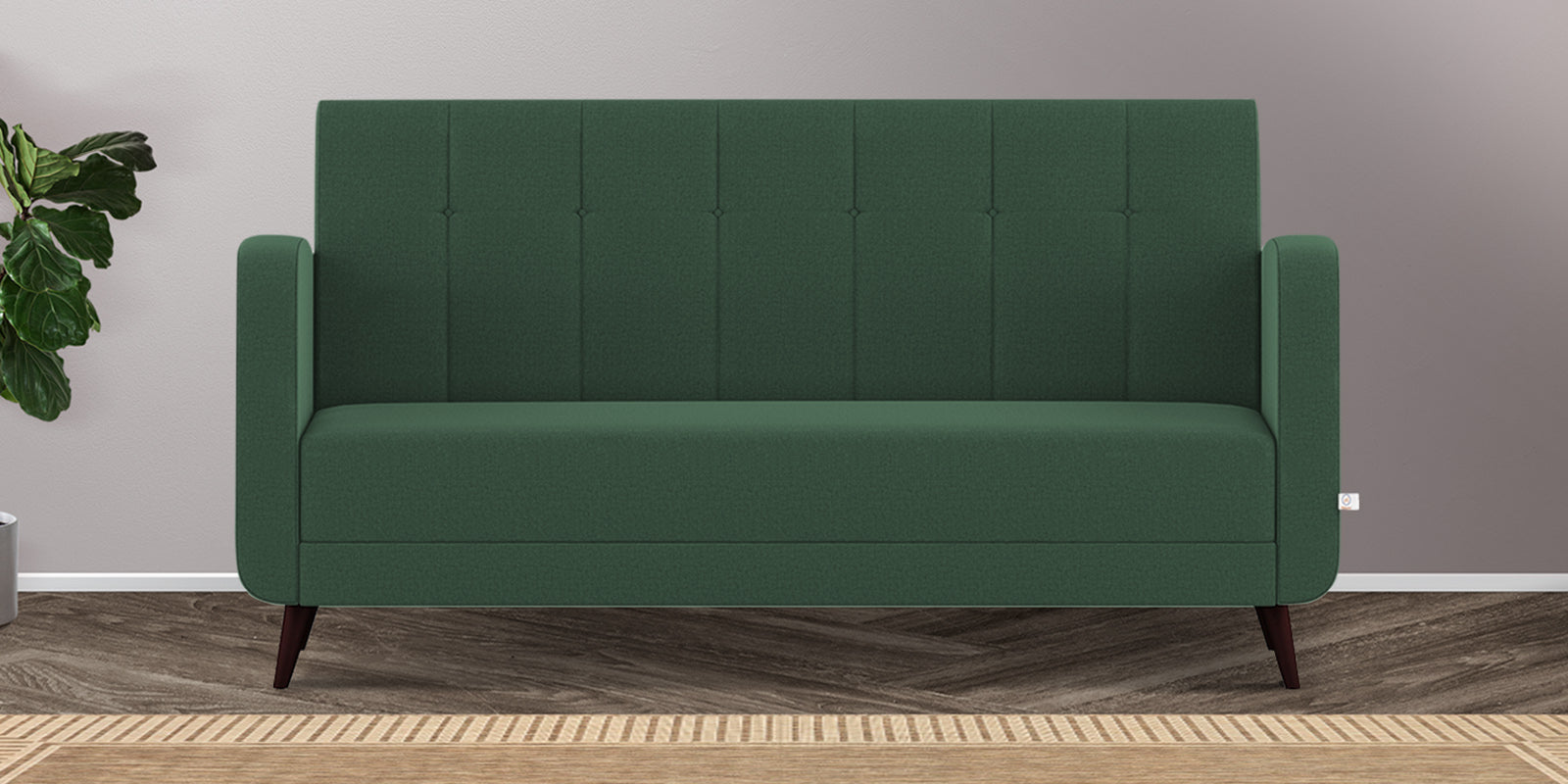Wiki Velvet 3 Seater Sofa In Amazon Green Colour - Febonic Living