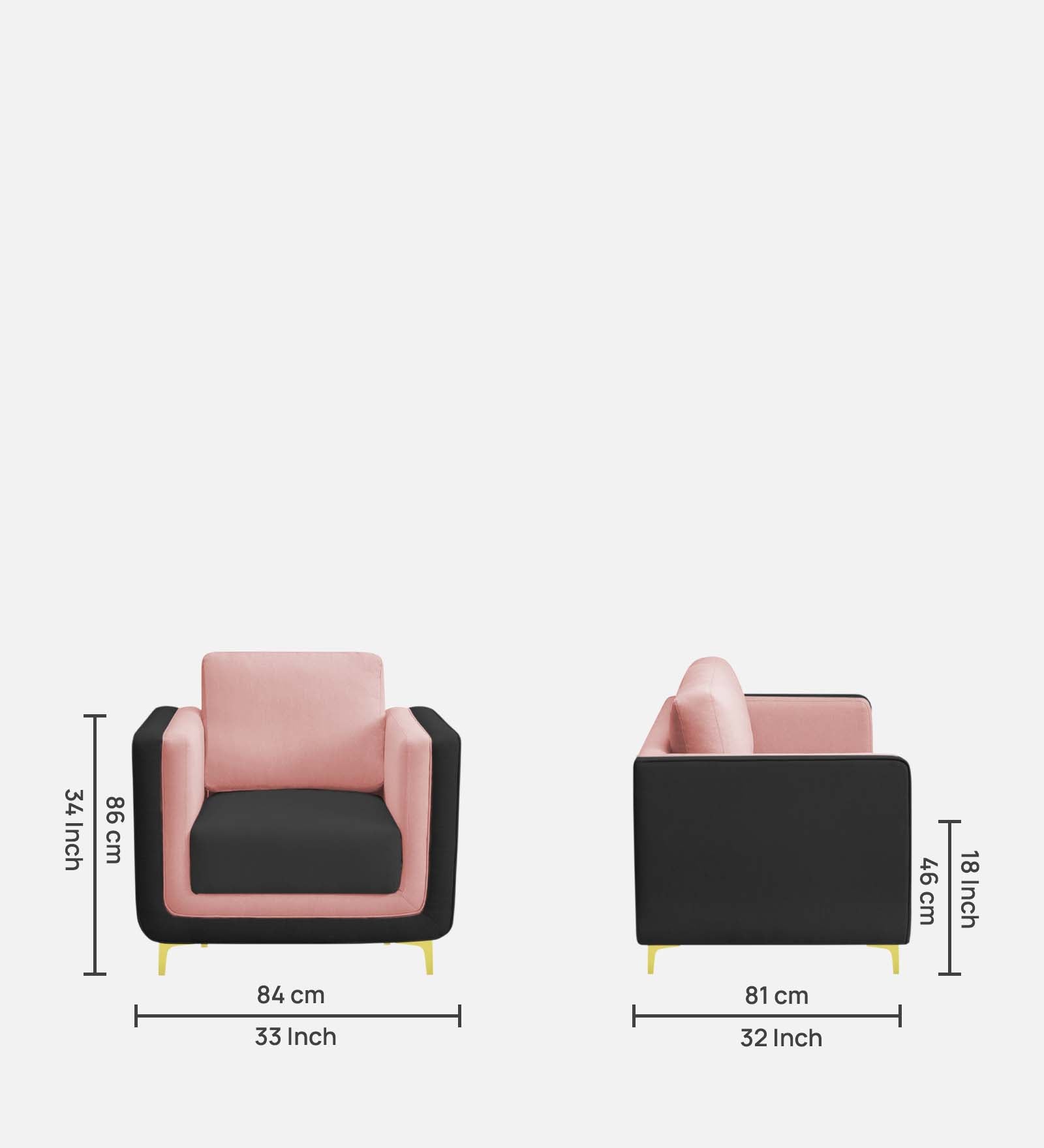 Visky Velvet 1 Seater Sofa In Millennial Pink And Hory Grey Colour - Febonic Living